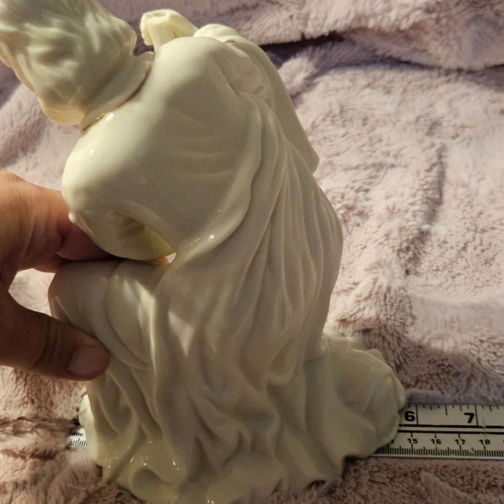 VTG‎ Ivory Porcelain Nativity Set Holy Family Joseph Mary Baby Jesus Gold Accent